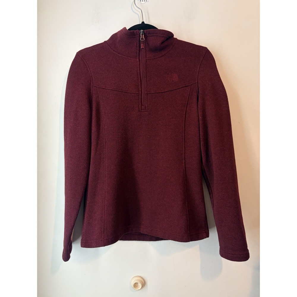 The North Face Women's Small Burgundy Fleece Pullover 1/4 Zip Sweater Jacket